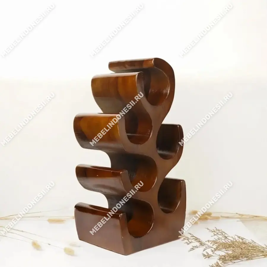 Деревянная подставка ручной работы для 6 бутылок  